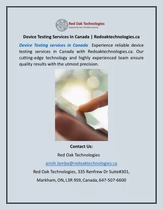 device testing services in canada