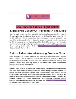 Book Turkish Airlines Flight Tickets_ Experience Luxury Of Traveling In The Skies