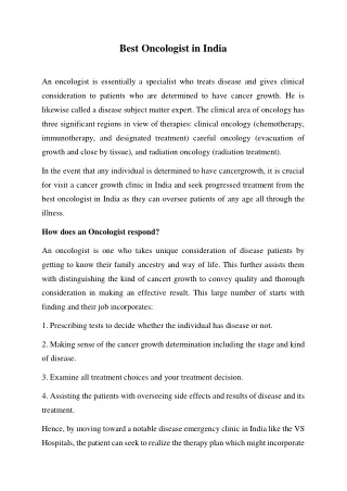 best oncologist in india