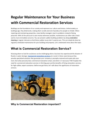 Regular Maintenance for Your Business with Commercial Restoration Services