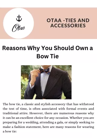 Reasons Why You Should Own a Bow Tie