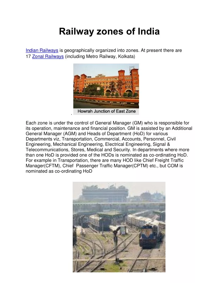 railway zones of india