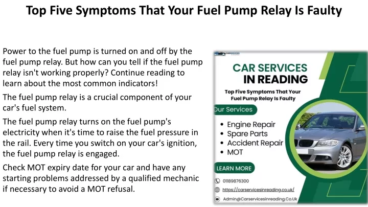 top five symptoms that your fuel pump relay is faulty