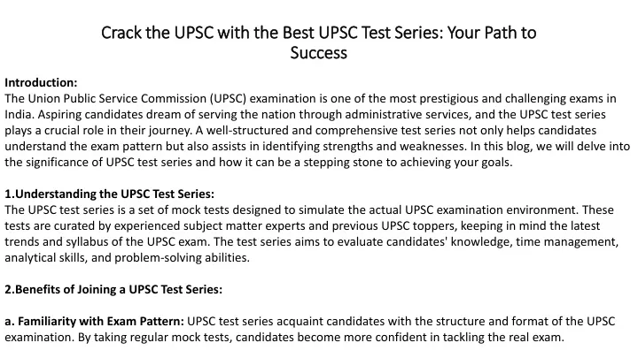 crack the upsc with the best upsc test series