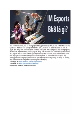 IM Esports Bk8 - Thế giới game đa dạng không thể bỏ lỡ tại Bk8vao