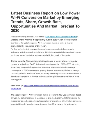 latest business report on low power