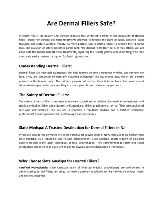 are dermal fillers safe