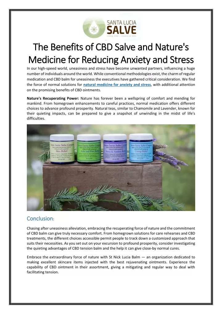 the benefits of cbd salve and nature