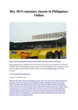Buy 40 ft container chassis in Philippines Online