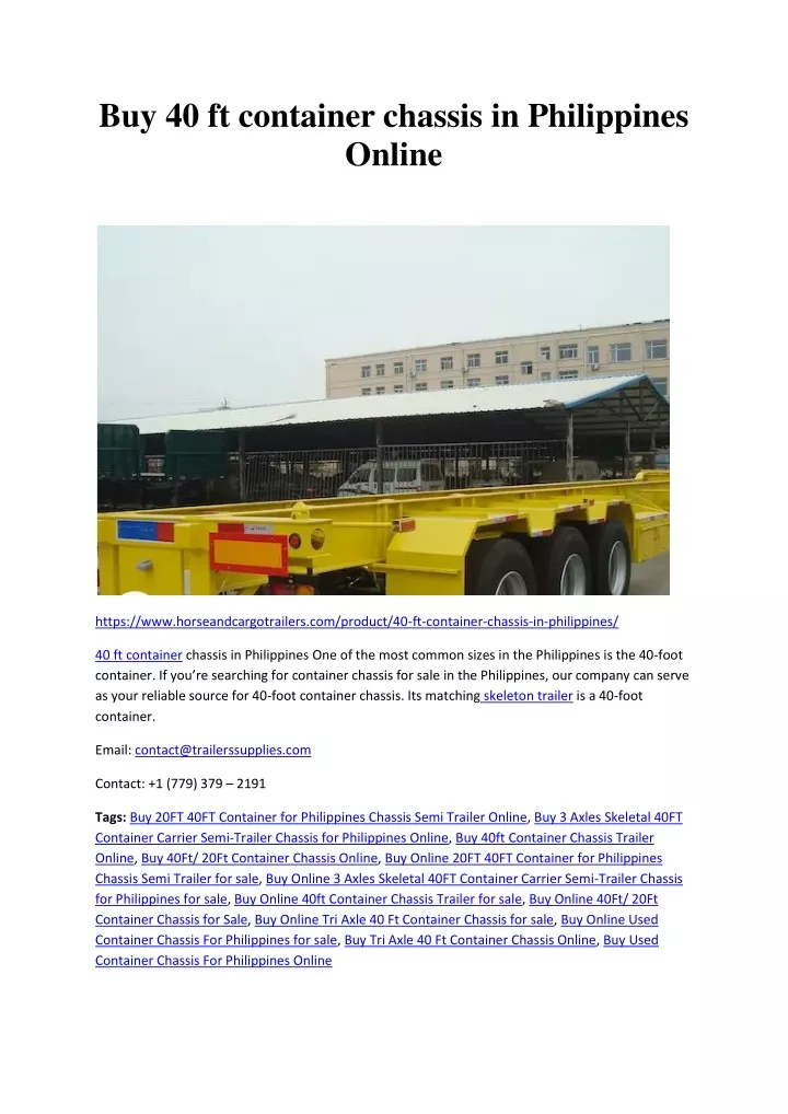 buy 40 ft container chassis in philippines online