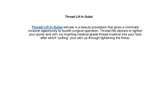 Thread Lift In Dubai