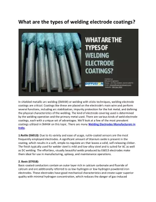 What are the types of welding electrode coatings
