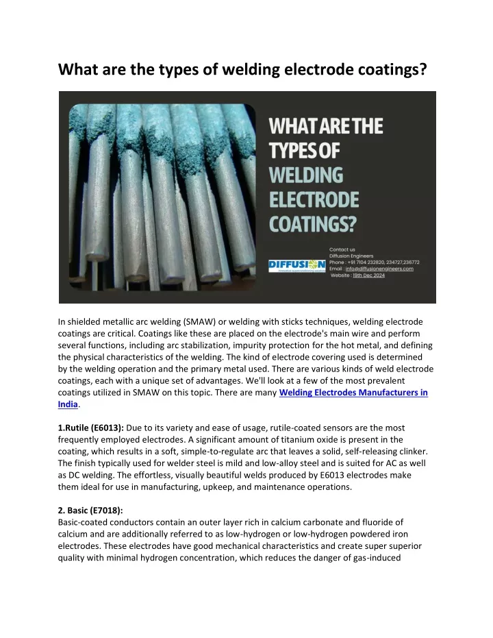 what are the types of welding electrode coatings