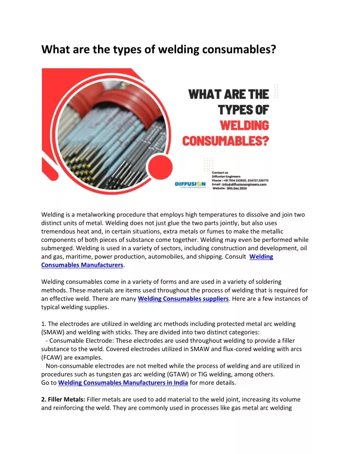 what are the types of welding consumables