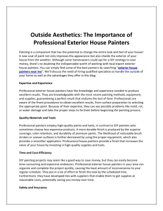 Outside Aesthetics: The Importance of Professional Exterior House Painters