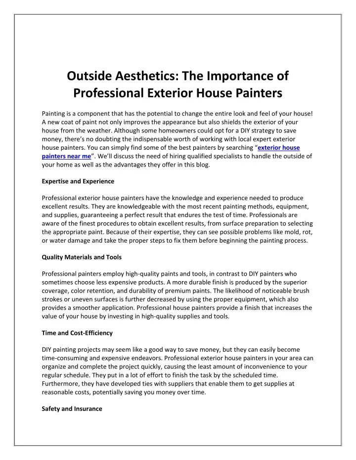 outside aesthetics the importance of professional