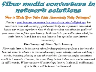 fiber media converters in network solutions