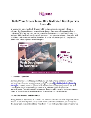 Build Your Dream Team Hire Dedicated Developers in Australia