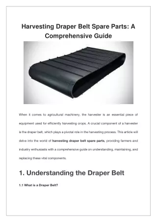 harvesting draper belt spare parts