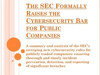The SEC Formally Raises the Cybersecurity Bar for Public Companies