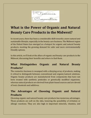 What is the Power of Organic and Natural Beauty Care Products in the Midwest
