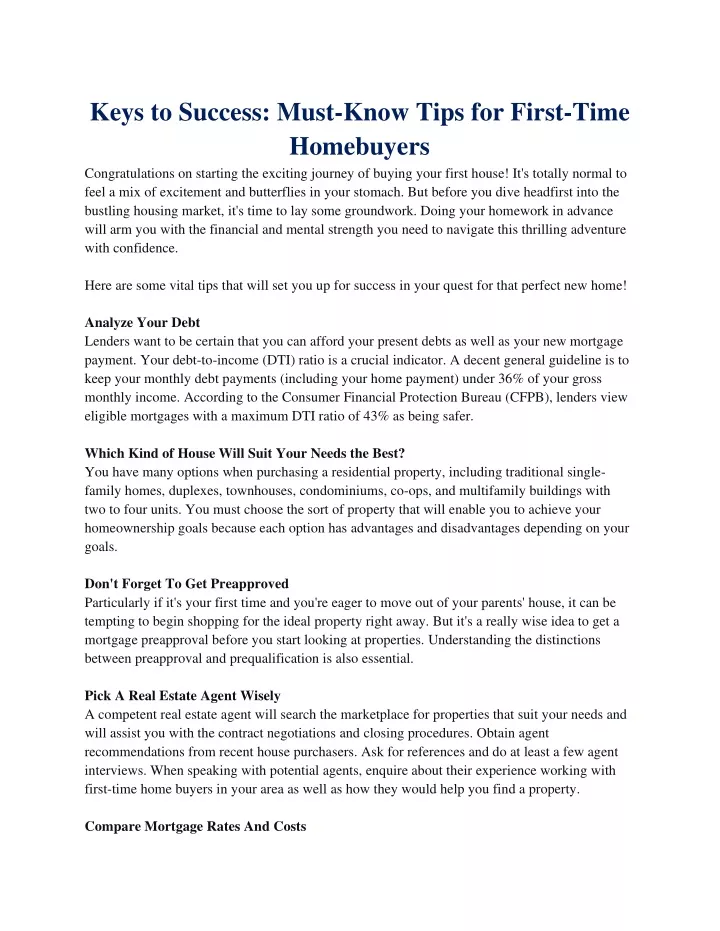 keys to success must know tips for first time