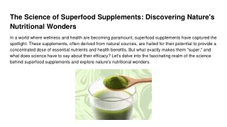 the science of superfood supplements discovering nature s nutritional wonders