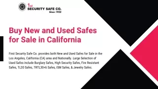 Buy New and Used Safes for Sale in California - First Security Safe