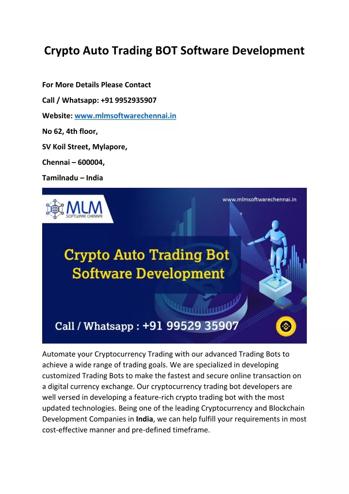 crypto auto trading bot software development