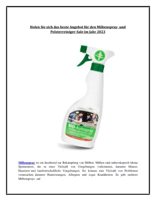 Holen Sie sich das beste Angebot für den Milbenspray- und Polsterreiniger-Sale im Jahr 2023