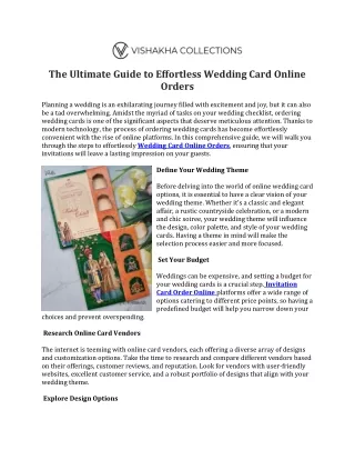 The Ultimate Guide to Effortless Wedding Card Online Orders