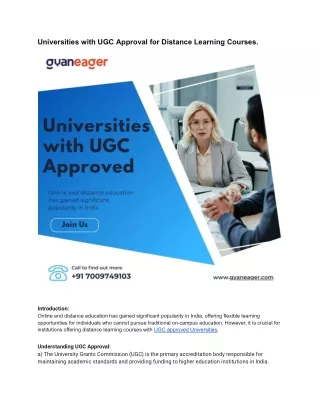 Choose universities with UGC Approved for Distance Learning Courses