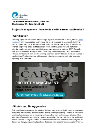 Project Management _ how to deal with career roadblocks_
