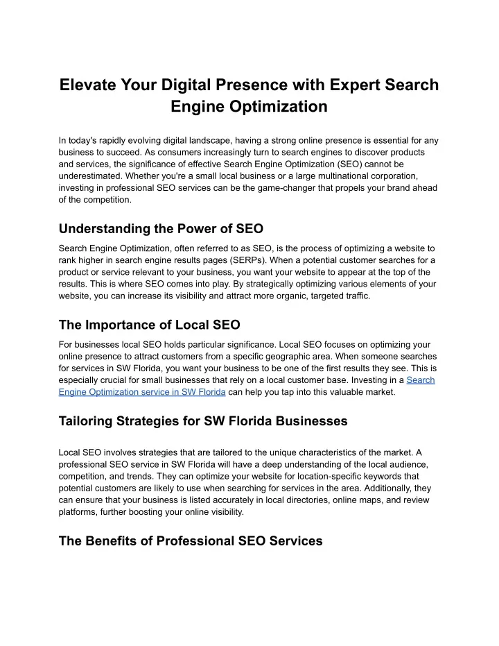 elevate your digital presence with expert search