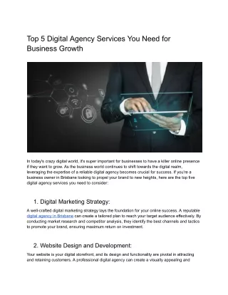 Top 5 Digital Agency Services You Need for Business Growth