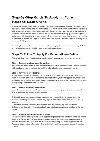 Step-By-Step Guide To Applying For A Personal Loan Online