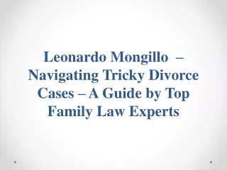 leonardo mongillo navigating tricky divorce cases a guide by top family law experts