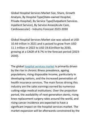 global hospital services market size share growth