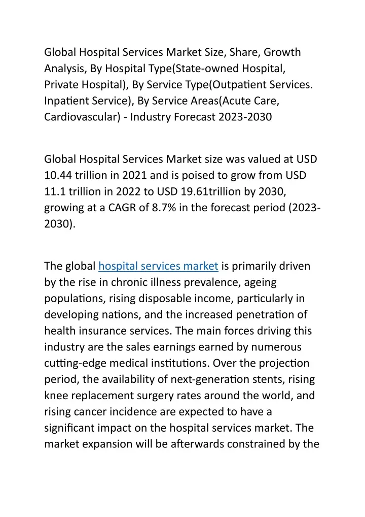 global hospital services market size share growth