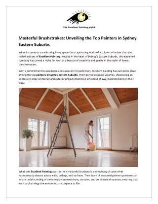Masterful Brushstrokes - Unveiling the Top Painters in Sydney Eastern Suburbs