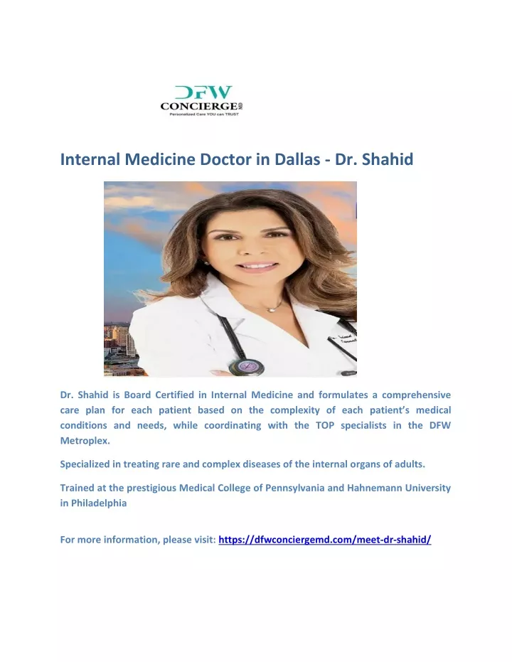 internal medicine doctor in dallas dr shahid