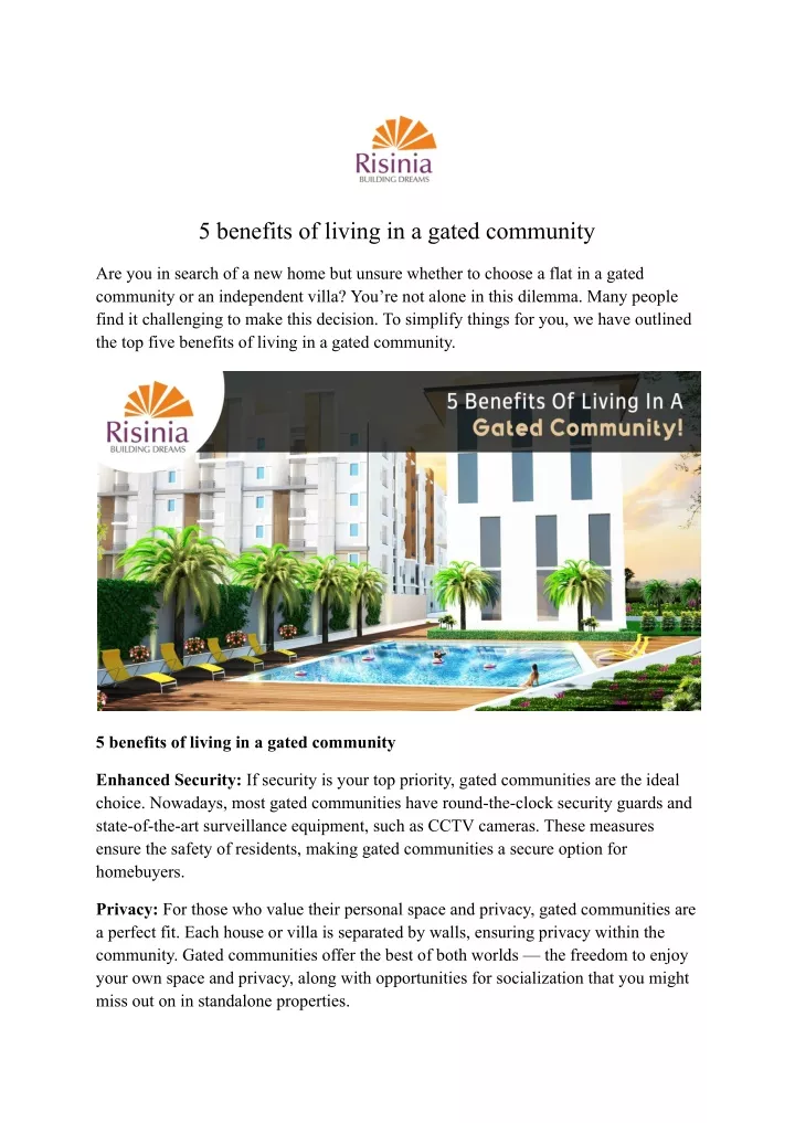 5 benefits of living in a gated community