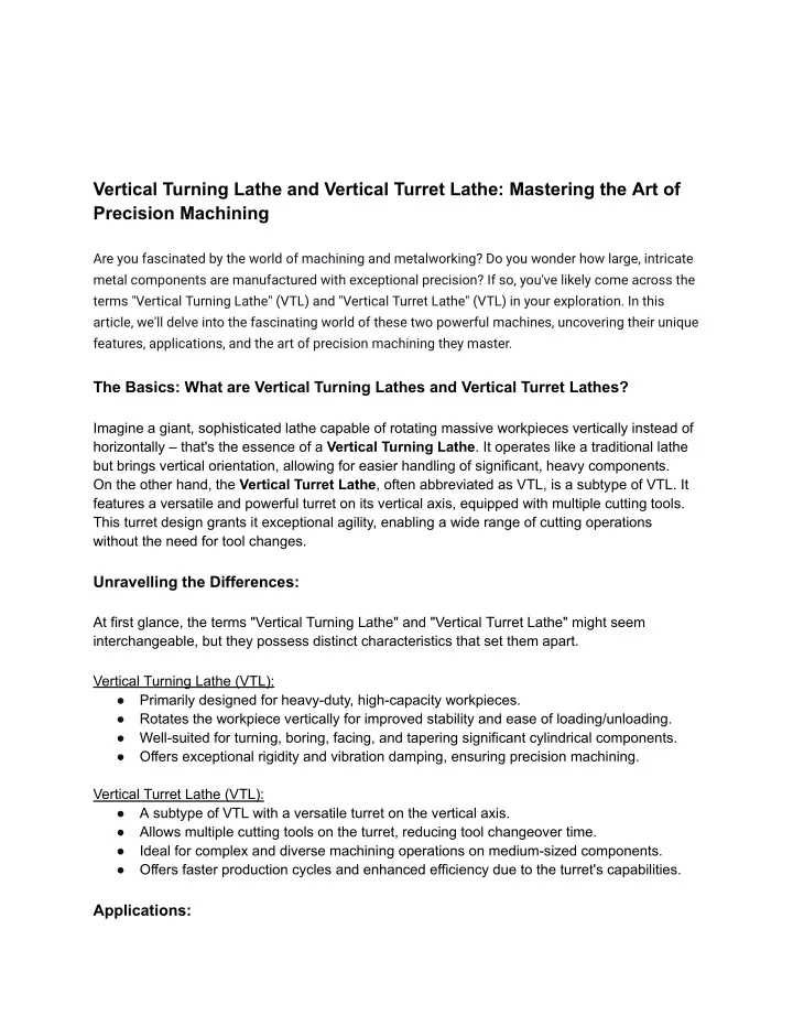 vertical turning lathe and vertical turret lathe
