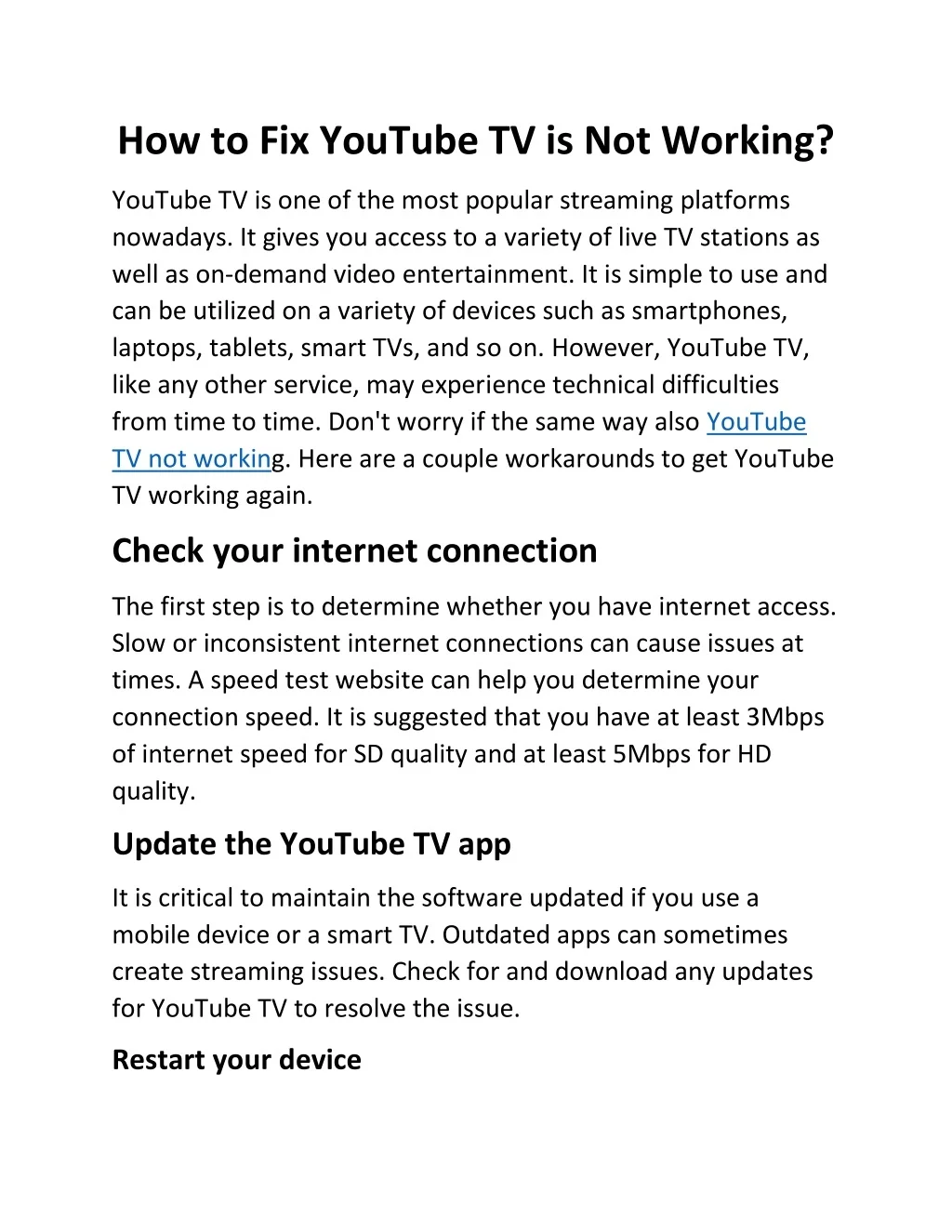 PPT - How to Fix YouTube TV is Not Working PowerPoint Presentation ...