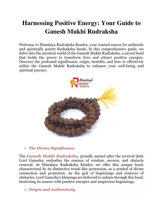 Harnessing Positive Energy: Your Guide to Ganesh Mukhi Rudraksha