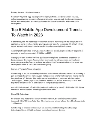 Blog - Top 5 Mobile App Development Trends To Watch In 2023