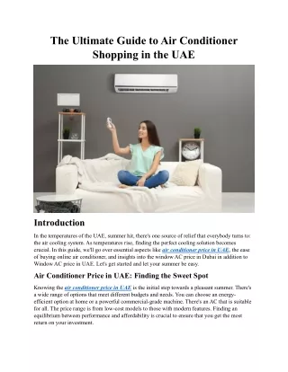 The Ultimate Guide to Air Conditioner Shopping in the UAE