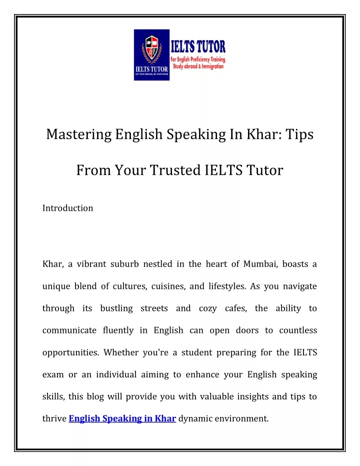 mastering english speaking in khar tips