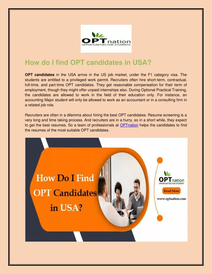 how do i find opt candidates