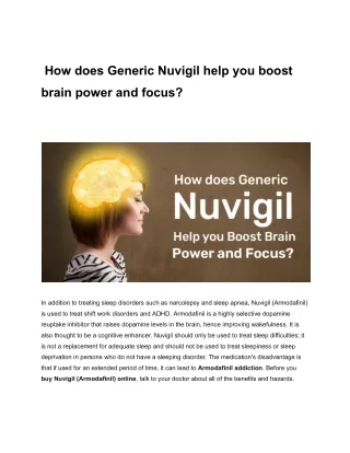How does Generic Nuvigil help you boost  brain power and focus?